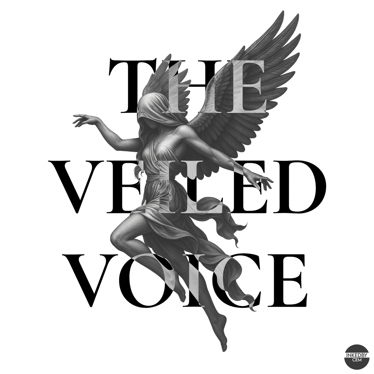 WING I — The Veiled Voice | Digital Tattoo Design + Stencil
