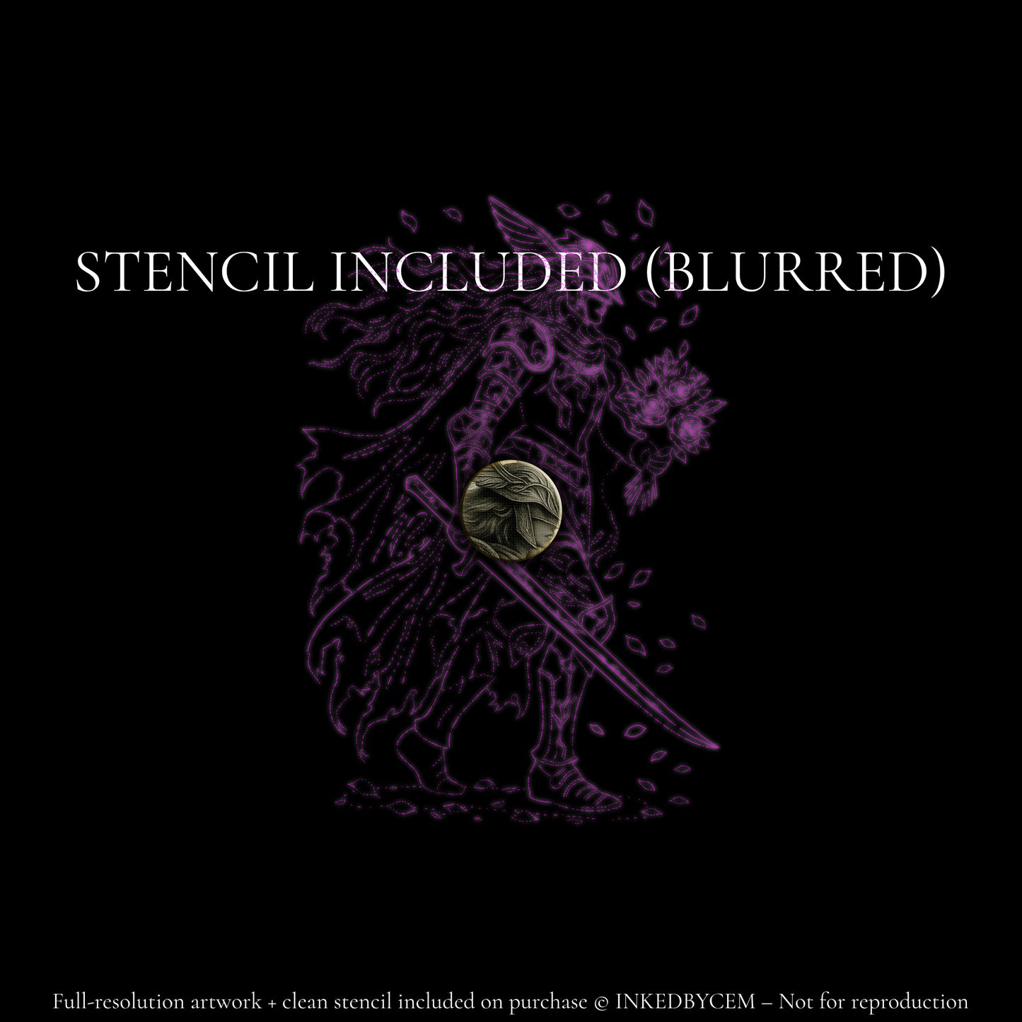 The Mourning Blade | Digital Tattoo Design + Stencil