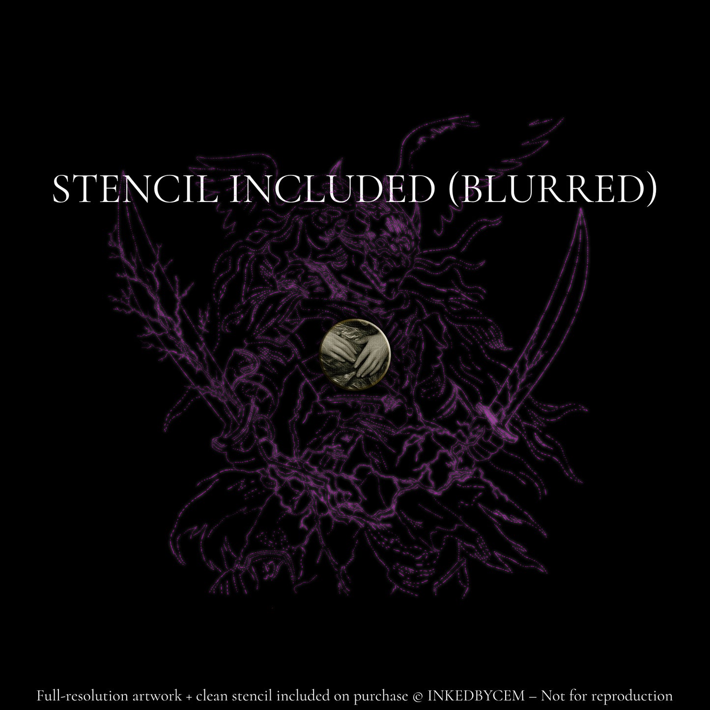 Grace & Fury | Digital Tattoo Design + Stencil