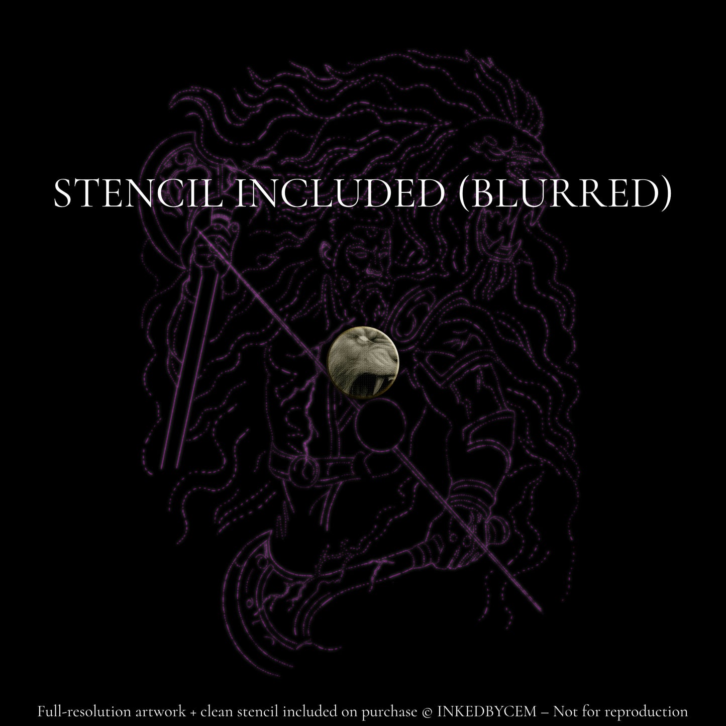 Iron Roar | Digital Tattoo Design + Stencil