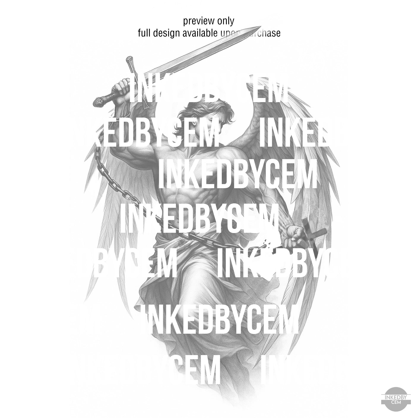 Archangel Michael 2 | Digital Tattoo Design + Stencil