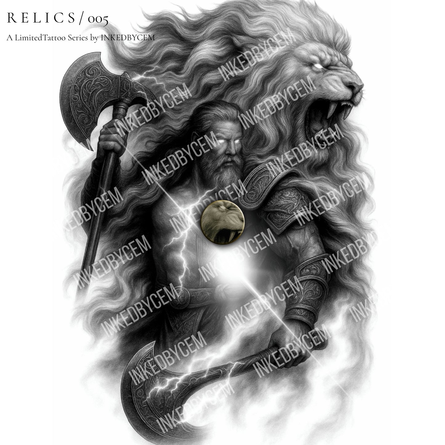 Iron Roar | Digital Tattoo Design + Stencil