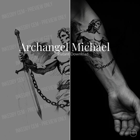 Archangel Michael | Digital Tattoo Design + Stencil