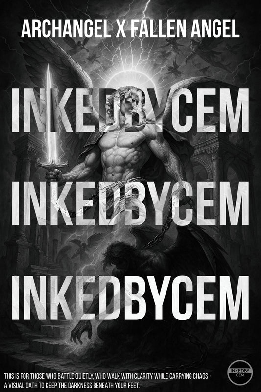 Archangel vs Fallen Angel | Premium Black & Grey Realism Tattoo Design