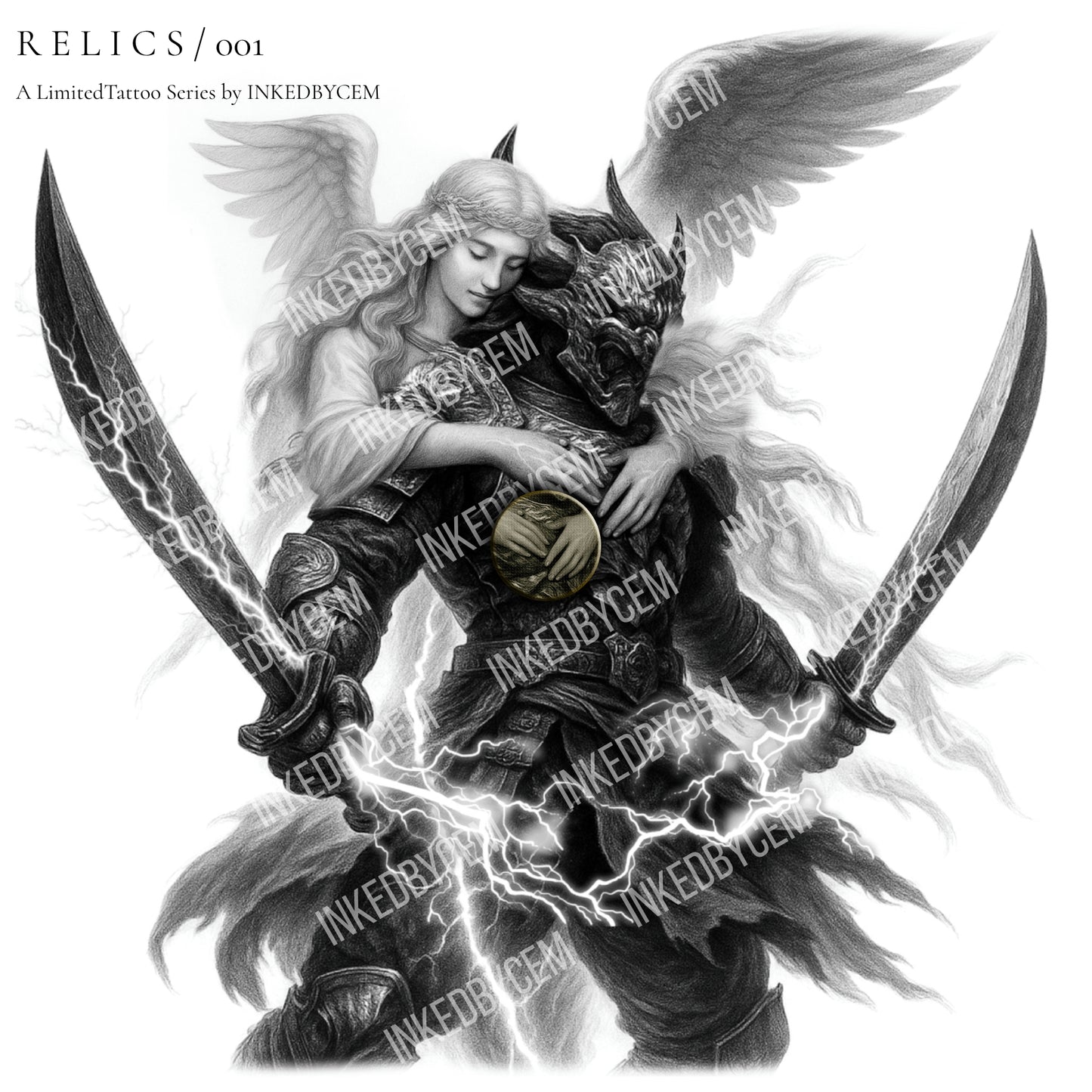 Grace & Fury | Digital Tattoo Design + Stencil